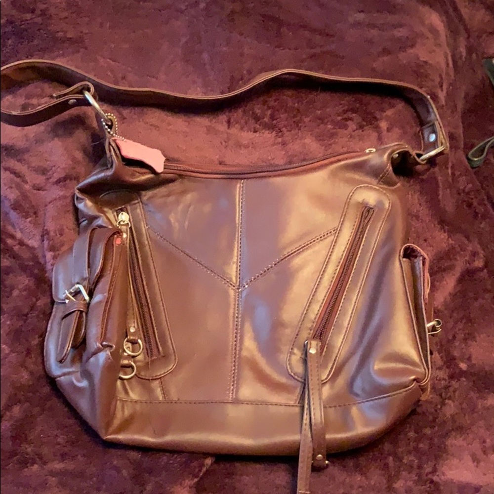 Brown leather shoulder bag. NWOT